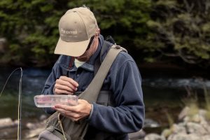 fisherman selecting his bait